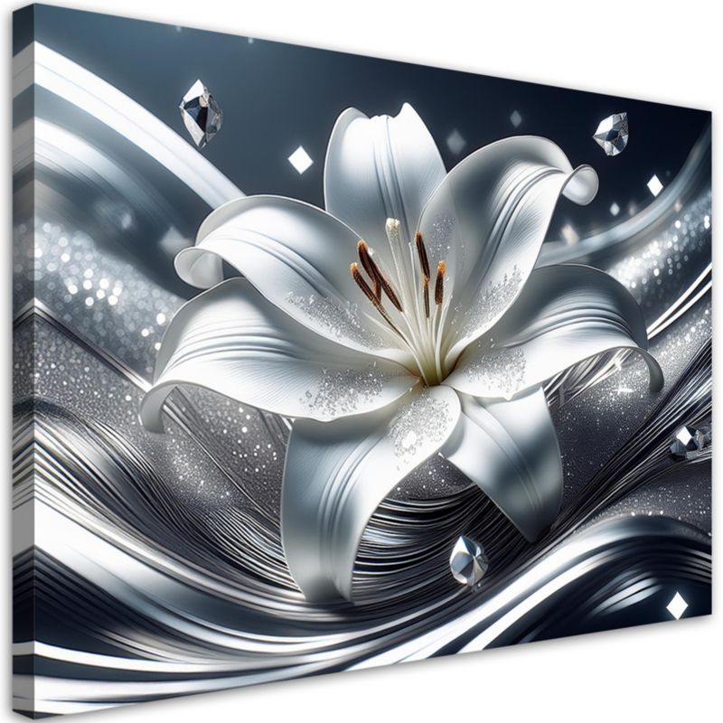 Obraz do salonu sypialni Feeby Srebrny Kwiat Lilii 60x40 cm 1szt
