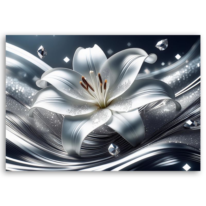 Obraz do salonu sypialni Feeby Srebrny Kwiat Lilii 60x40 cm 1szt