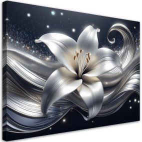 Obraz do salonu sypialni Feeby Srebrny Kwiat Natura 90x60 cm 1szt