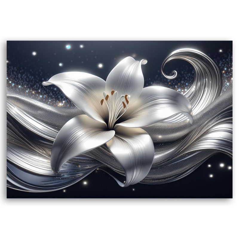 Obraz do salonu sypialni Feeby Srebrny Kwiat Natura 90x60 cm 1szt