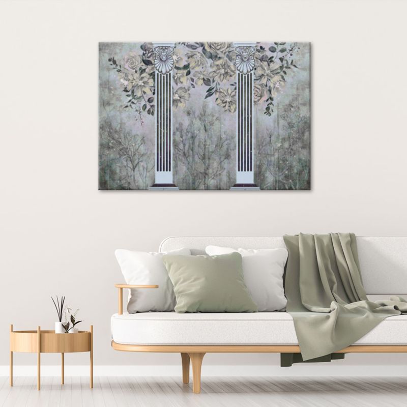 Obraz do salonu sypialni Feeby Starożytne Kolumny Kwiaty Zielony 60x40 cm 1szt