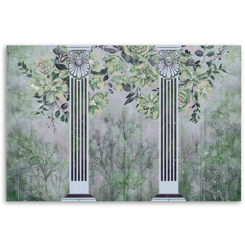 Obraz do salonu sypialni Feeby Starożytne Kolumny Kwiaty Zielony 60x40 cm 1szt