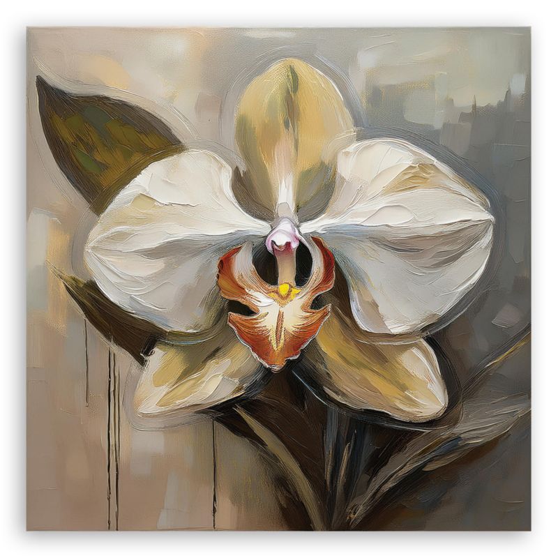 Obraz do salonu sypialni Feeby Storczyk Biały Kwiat 60x60 cm 1szt