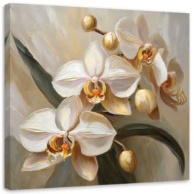 Obraz do salonu sypialni Feeby Storczyki Kwiaty Beżowe 50x50 cm 1szt