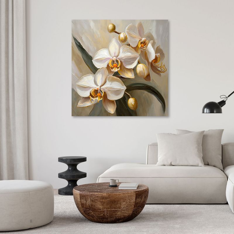 Obraz do salonu sypialni Feeby Storczyki Kwiaty Beżowe 60x60 cm 1szt