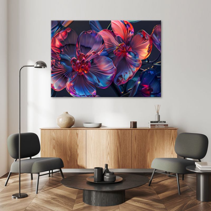 Obraz do salonu sypialni Feeby Stylowe Kwiaty Makro 3D Szklane 100x70 cm 1szt