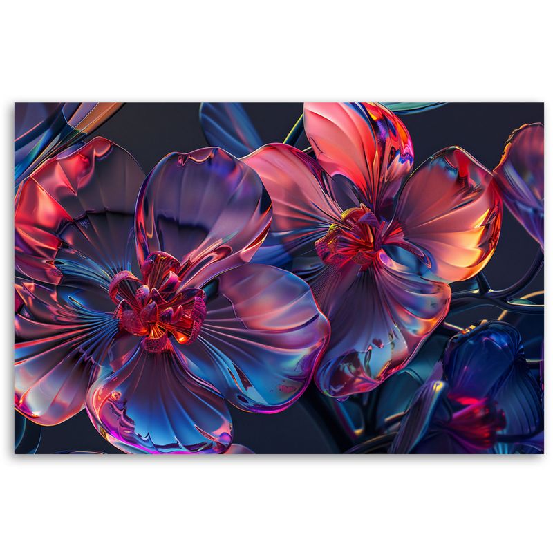 Obraz do salonu sypialni Feeby Stylowe Kwiaty Makro 3D Szklane 100x70 cm 1szt