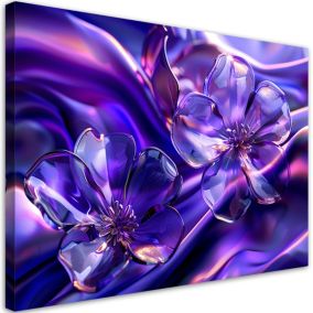 Obraz do salonu sypialni Feeby Stylowe Szklane Kwiaty Fioletowe 100x70 cm 1szt