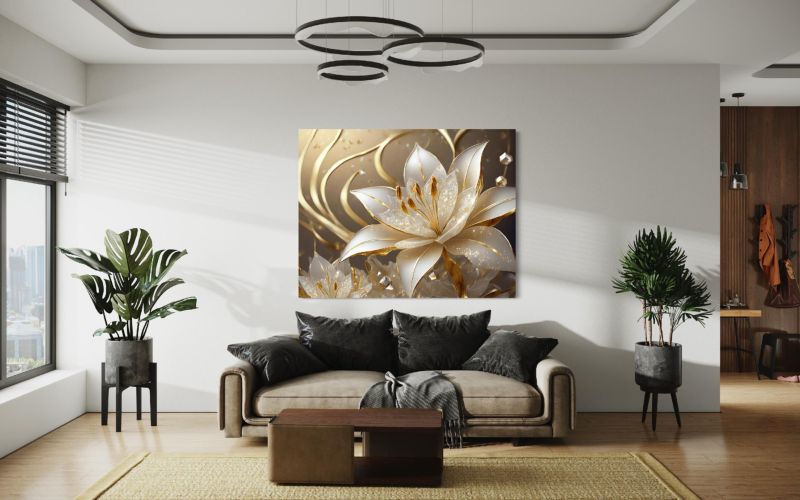 Obraz do salonu sypialni Feeby Stylowy Kwiat Glamour 90x60 cm 1szt