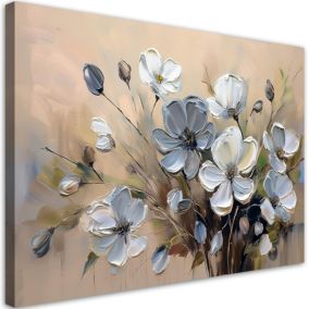 Obraz do salonu sypialni Feeby Szare Kwiaty Bukiet Beżowy 60x40 cm 1 szt