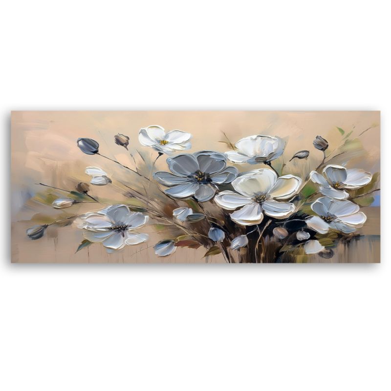 Obraz do salonu sypialni Feeby Szare Kwiaty Bukiet Panorama 90x30 cm 1 szt