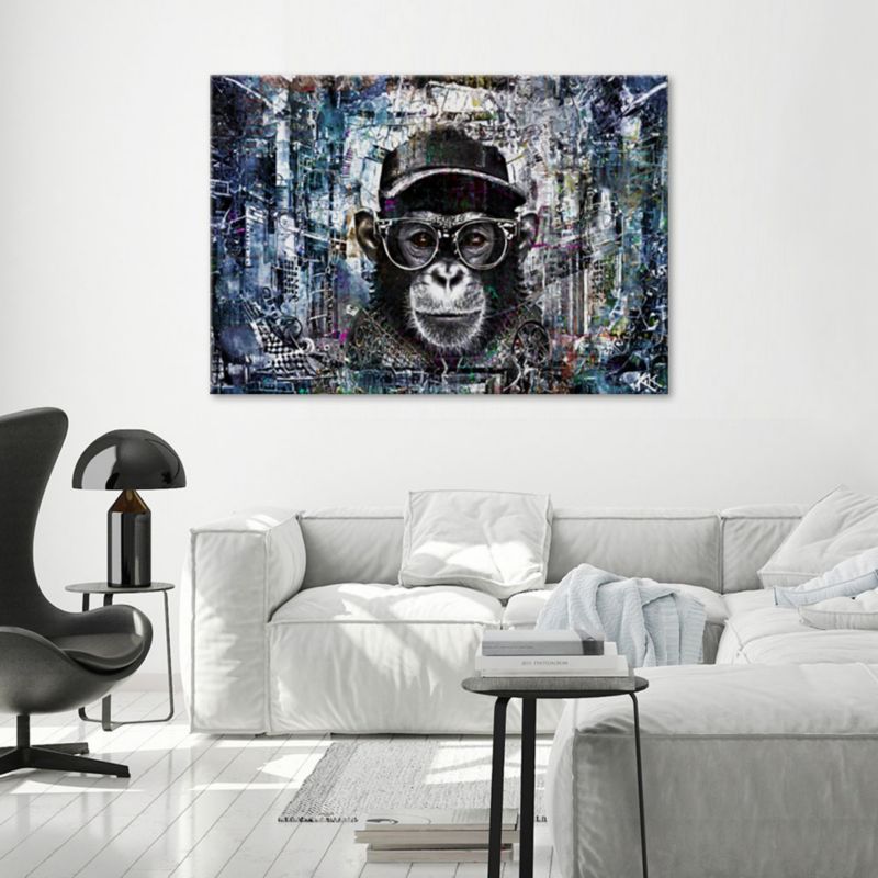 Obraz do salonu sypialni Feeby Szympans Małpa Abstrakcja 90x60 cm 1szt