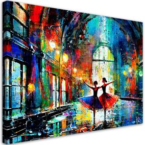 Obraz do salonu sypialni Feeby Tańczące Baletnice Abstrakcja Kolorowy 120x80cm 1szt
