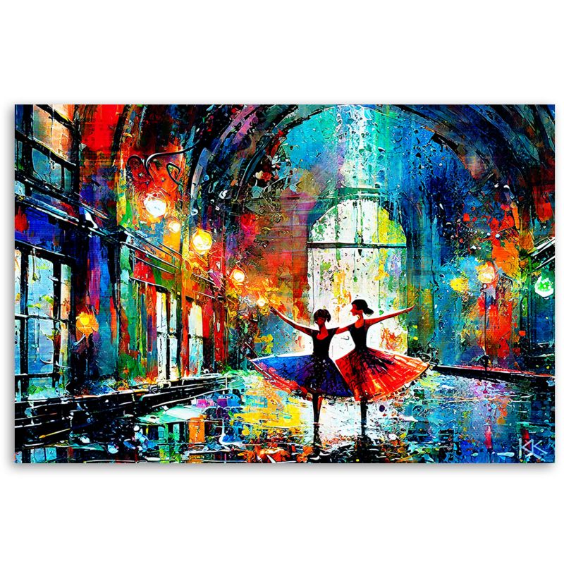 Obraz do salonu sypialni Feeby Tańczące Baletnice Abstrakcja Kolorowy 60x40cm 1szt