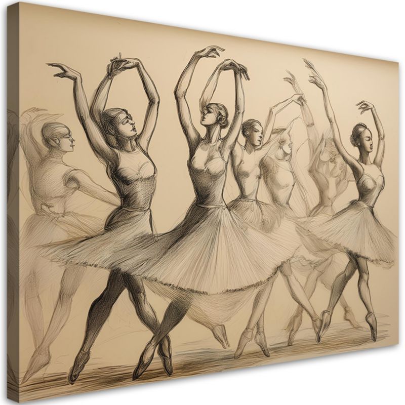 Obraz do salonu sypialni Feeby Tańczące Baletnice Retro 60x40 cm 1szt