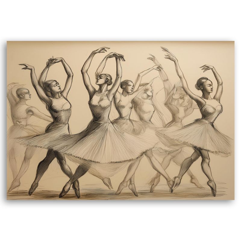 Obraz do salonu sypialni Feeby Tańczące Baletnice Retro 60x40 cm 1szt