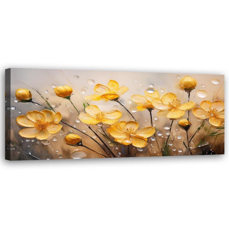 Obraz do salonu sypialni Feeby Żółte Kwiaty Rośliny Natura 120x40 cm 1 szt