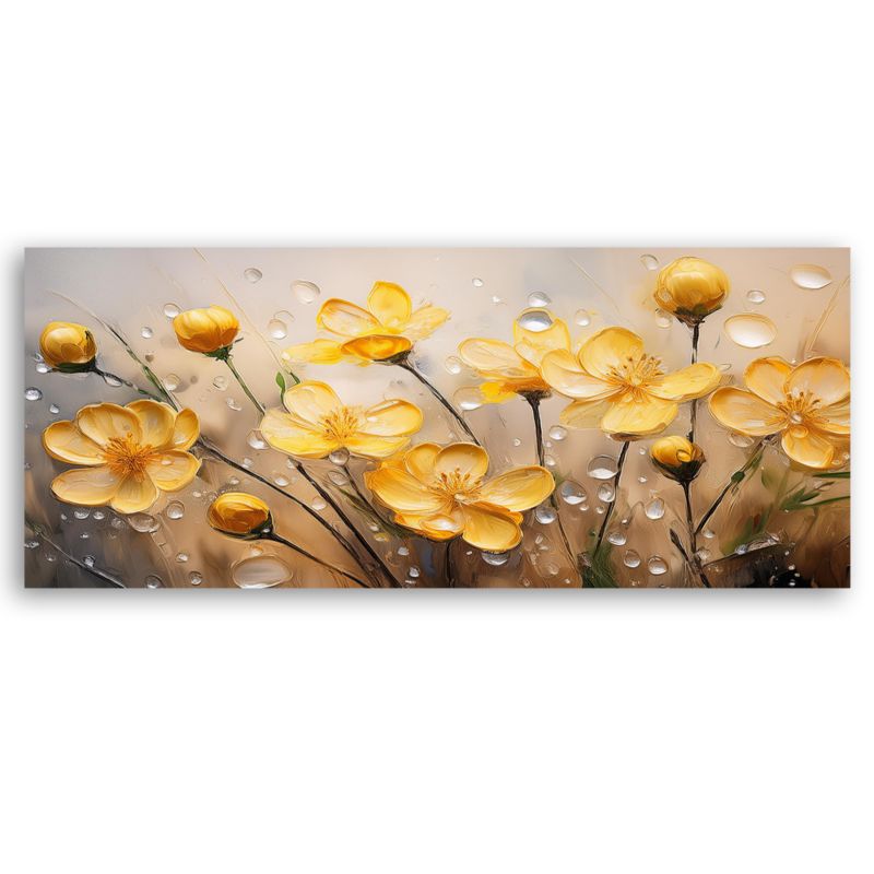 Obraz do salonu sypialni Feeby Żółte Kwiaty Rośliny Natura 120x40 cm 1 szt