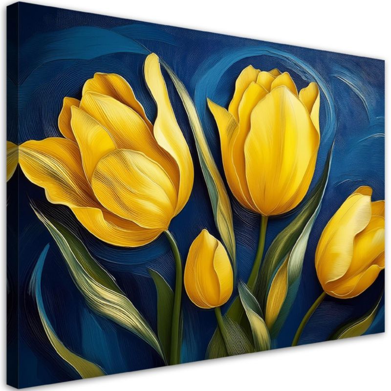 Obraz do salonu sypialni Feeby Żółte Tulipany Natura Kwiaty 90x60 cm 1szt