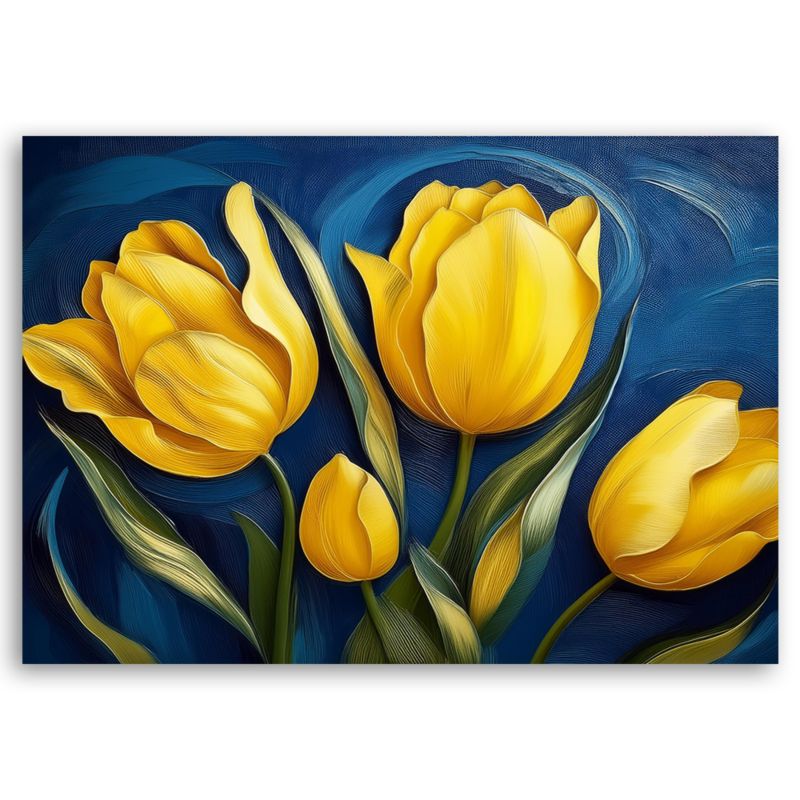 Obraz do salonu sypialni Feeby Żółte Tulipany Natura Kwiaty 90x60 cm 1szt