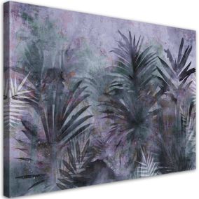 Obraz do salonu sypialni Feeby Tropikalne Liście Palmy Fioletowe 60x40 cm 1szt