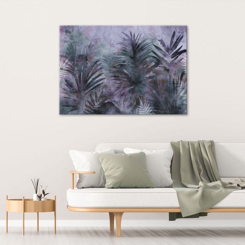 Obraz do salonu sypialni Feeby Tropikalne Liście Palmy Fioletowe 60x40 cm 1szt