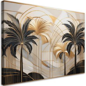 Obraz do salonu sypialni  Feeby Tropikalne Palmy Beżowy 120x80 cm 1szt