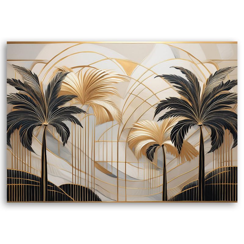 Obraz do salonu sypialni  Feeby Tropikalne Palmy Beżowy 90x60 cm 1szt