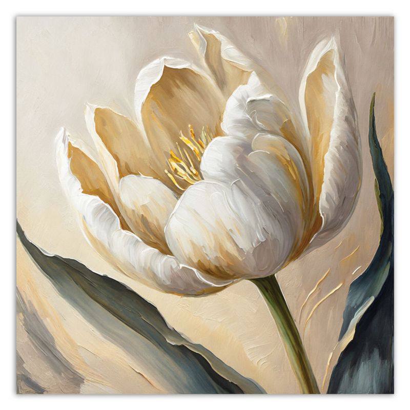Obraz do salonu sypialni Feeby Tulipan Kwiaty Beżowy Malowany 30x30 cm 1szt