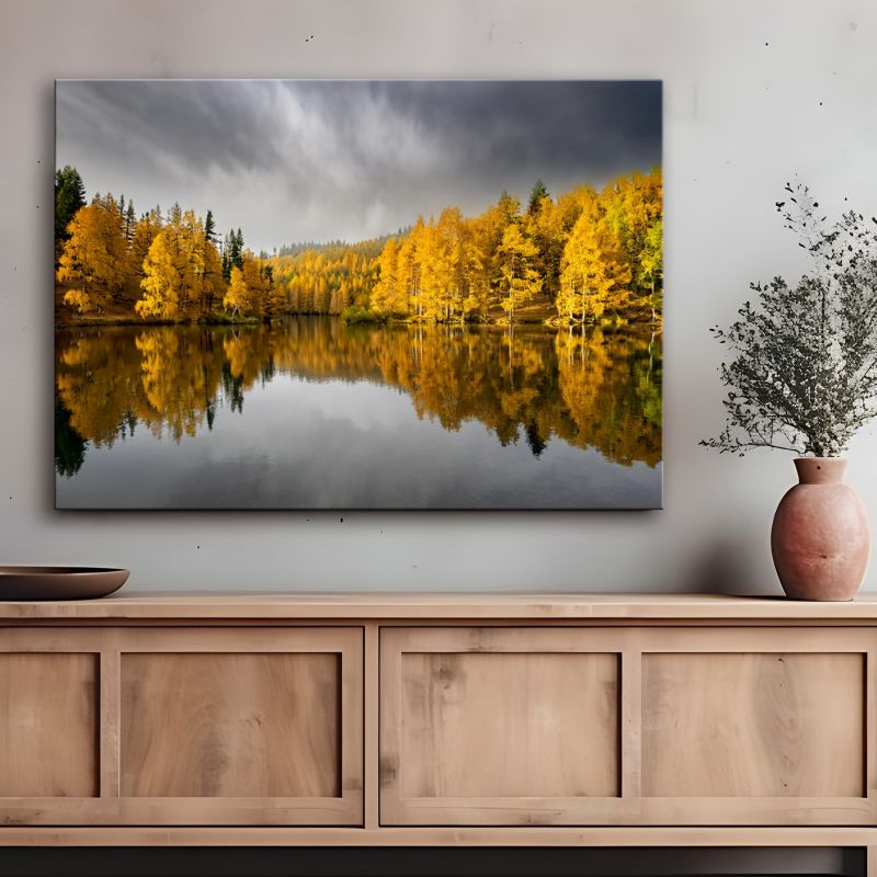 Obraz do salonu sypialni Feeby Żółty Jesienny Las Natura Krajobraz 90x60 cm 1 szt