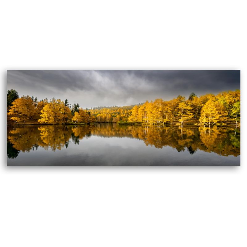 Obraz do salonu sypialni Feeby Żółty Jesienny Las Natura Pejzaż 150x50 cm 1 szt