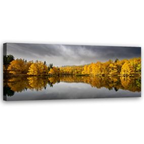 Obraz do salonu sypialni Feeby Żółty Jesienny Las Natura Pejzaż 90x30 cm 1 szt