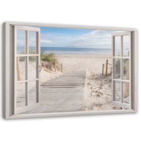 Obraz do salonu sypialni Feeby Widok z Okna ścieżka na plażę Beżowy 120x80cm 1szt