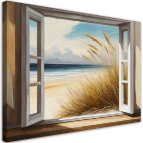Obraz do salonu sypialni Feeby Widok z okna na plażę 100x70 cm 1szt