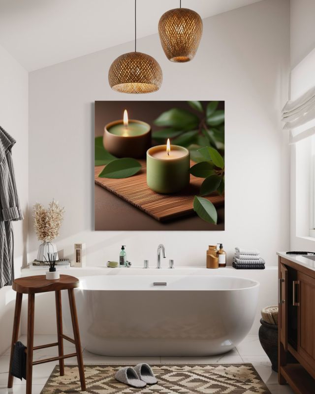Obraz do salonu sypialni Feeby Świece Zen Spa 60x60 cm 1szt