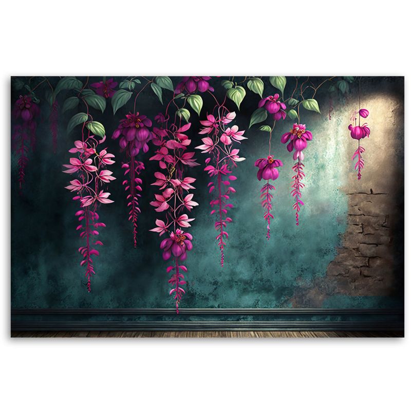 Obraz do salonu sypialni Feeby Wiszące Kwiaty na betonowym tle 100x70 cm 1szt