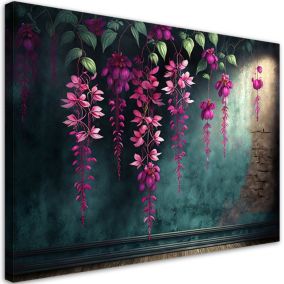 Obraz do salonu sypialni Feeby Wiszące Kwiaty na betonowym tle 90x60 cm 1szt
