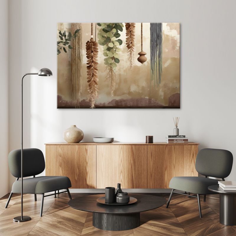 Obraz do salonu sypialni Feeby Wiszące Liście Scandi Boho 100x70 cm 1szt