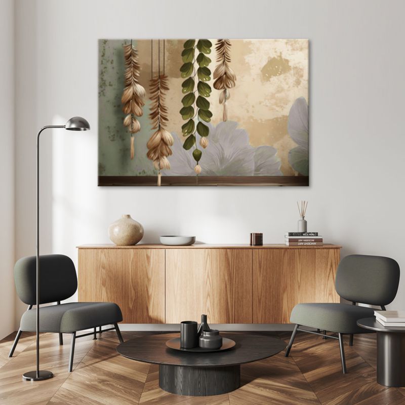 Obraz do salonu sypialni Feeby Wiszące Liście Vintage 100x70 cm 1szt