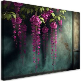 Obraz do salonu sypialni Feeby Wiszące Różowe Kwiaty Beton 60x40 cm 1szt