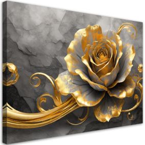 Obraz do salonu sypialni Feeby Złota Róża Kwiat 60x40 cm 1szt