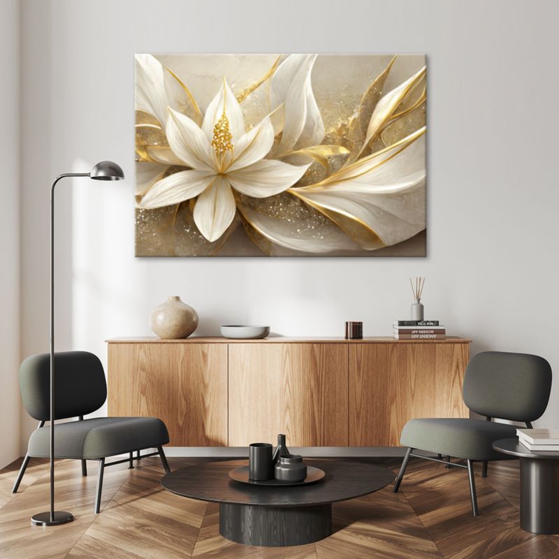 Obraz do salonu sypialni Feeby Złote Kwiaty Glamour 60x40 cm 1szt