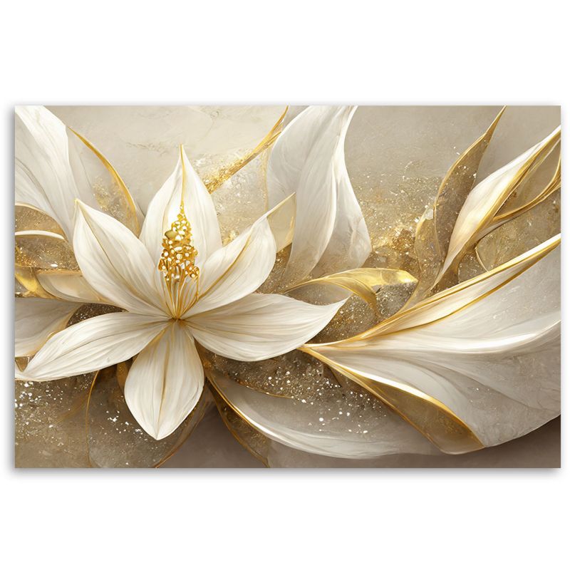 Obraz do salonu sypialni Feeby Złote Kwiaty Glamour 60x40 cm 1szt