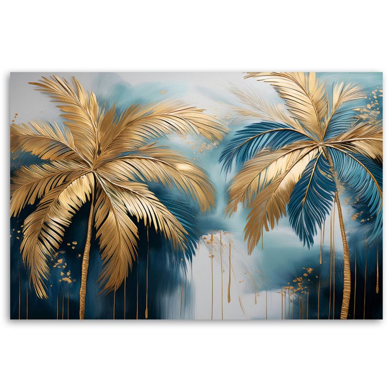 Obraz do salonu sypialni Feeby Złote Palmy Rośliny Glamour 120x80 cm 1szt