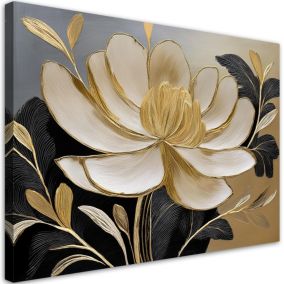 Obraz do salonu sypialni Feeby Złoty Kwiat Minimalizm 120x80 cm 1szt