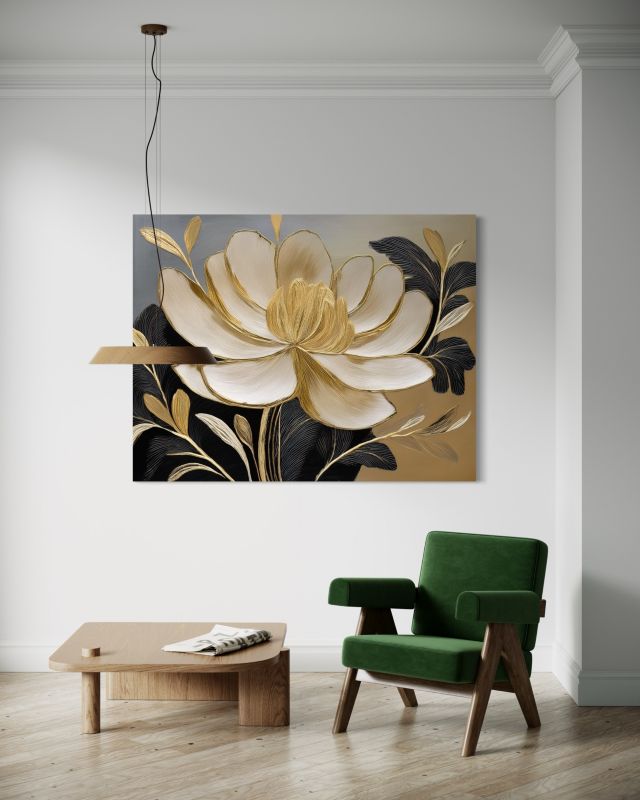 Obraz do salonu sypialni Feeby Złoty Kwiat Minimalizm 90x60 cm 1szt