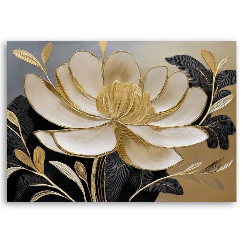 Obraz do salonu sypialni Feeby Złoty Kwiat Minimalizm 90x60 cm 1szt