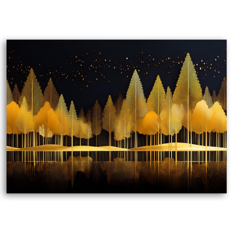 Obraz do salonu sypialni Feeby Złoty Las Krajobraz Natura 120x80 cm 1 szt