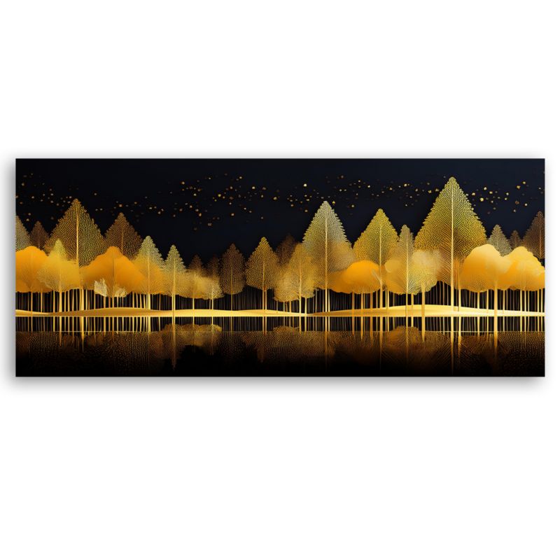Obraz do salonu sypialni Feeby Złoty Las Pejzaż Natura 90x30 cm 1 szt