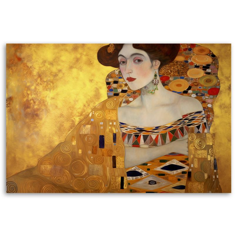 Obraz do salonu sypialni Feeby Złoty Portret Kobiety Klimt 90x60cm 1szt